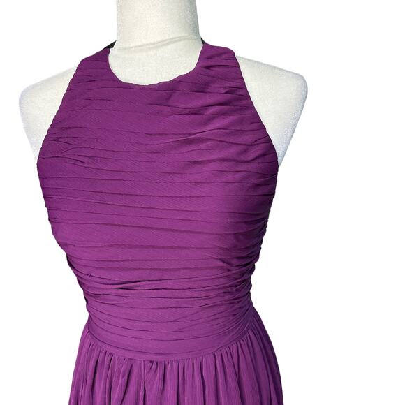 ALICE + OLIVIA Womens 2 Purple Chiffon Sleeveless Runnie Leather Back Maxi Dress - Picture 4 of 12